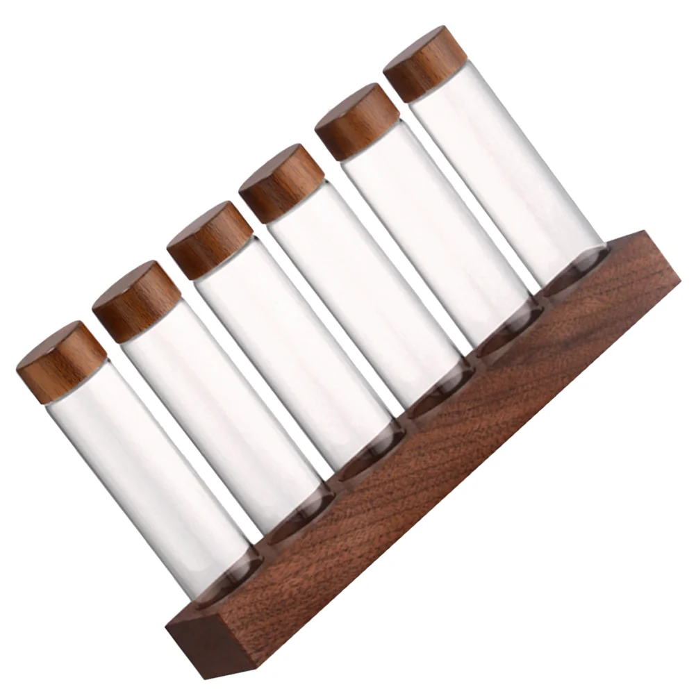 

1 Set Glass Coffee Bean Container with Wood Stand Coffee Beans Storage Tube Coffee Storage Jars