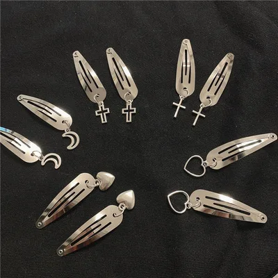 Заколка для волос женская металлическая в форме сердца и Луны | Украшения