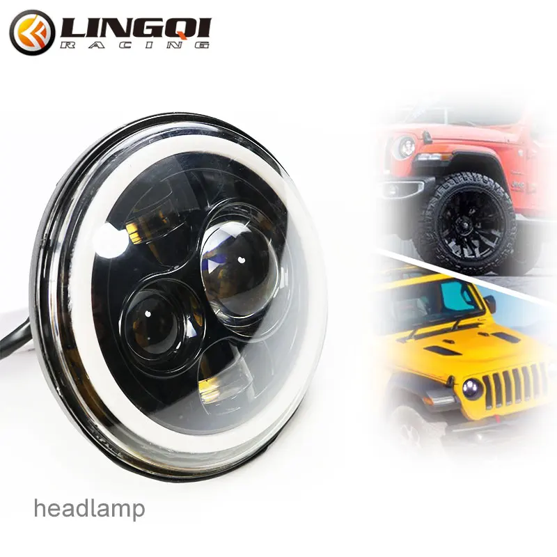 LINGQI RACING системы освещения мотоциклов круглая водонепроницаемая фара для Jeep