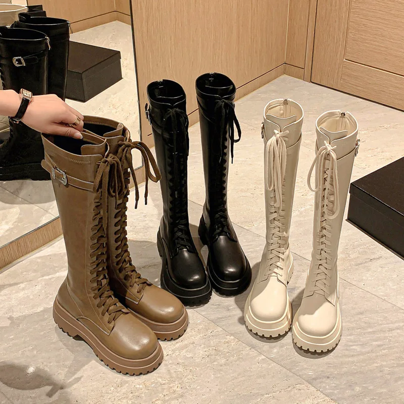 

Thick-soled knee-high boots 2022 autumn new knight boots women's tall and thin Martin boots women's women's boots
