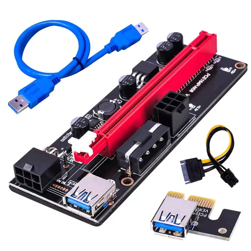 

Newest Ver009S Usb 3.0 Pci-E Riser Express 1X 16X Extender Riser Adapter Card Sata 15Pin to 6 Pin Power Cable