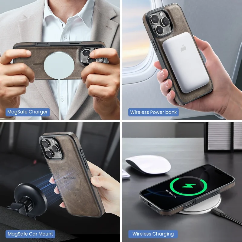 Новый кожаный чехол для телефона с магнитной картой и кольцом iPhone 16 16Pro 16ProMax 15 15Pro