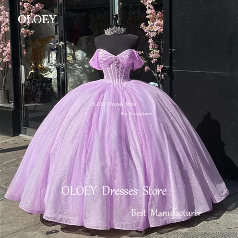 Роскошное фиолетовое розовое платье OLOEY бальное с открытыми плечами блестящее