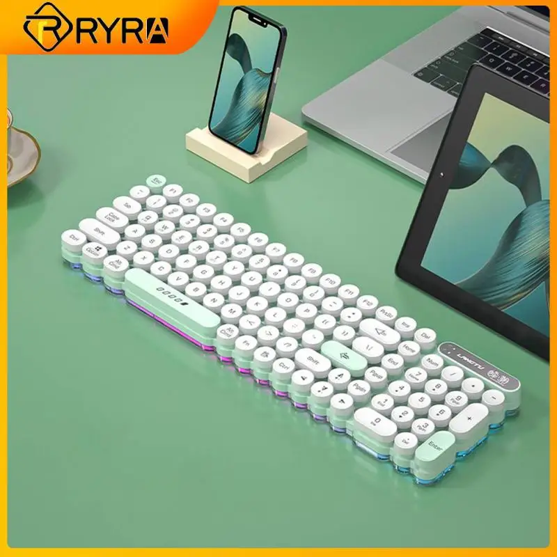 

RYRA Wireless Keyboard For Pc 2.4G Rgb Keyboard Mini Keyboard For Full Gamer Pc Pudding Keys White Gamer Keyboard Kit Gamer