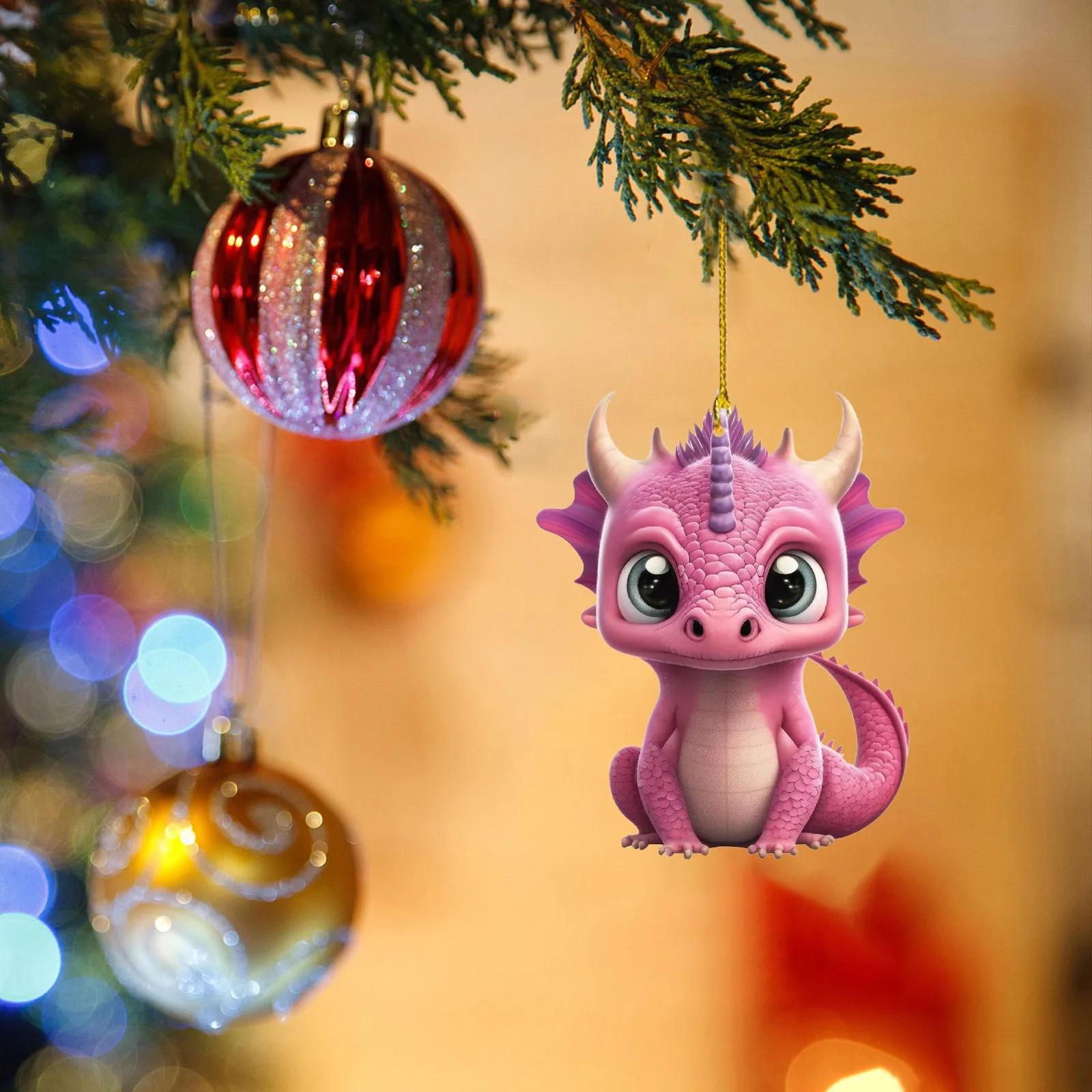 Рождественский декор с летающим драконом