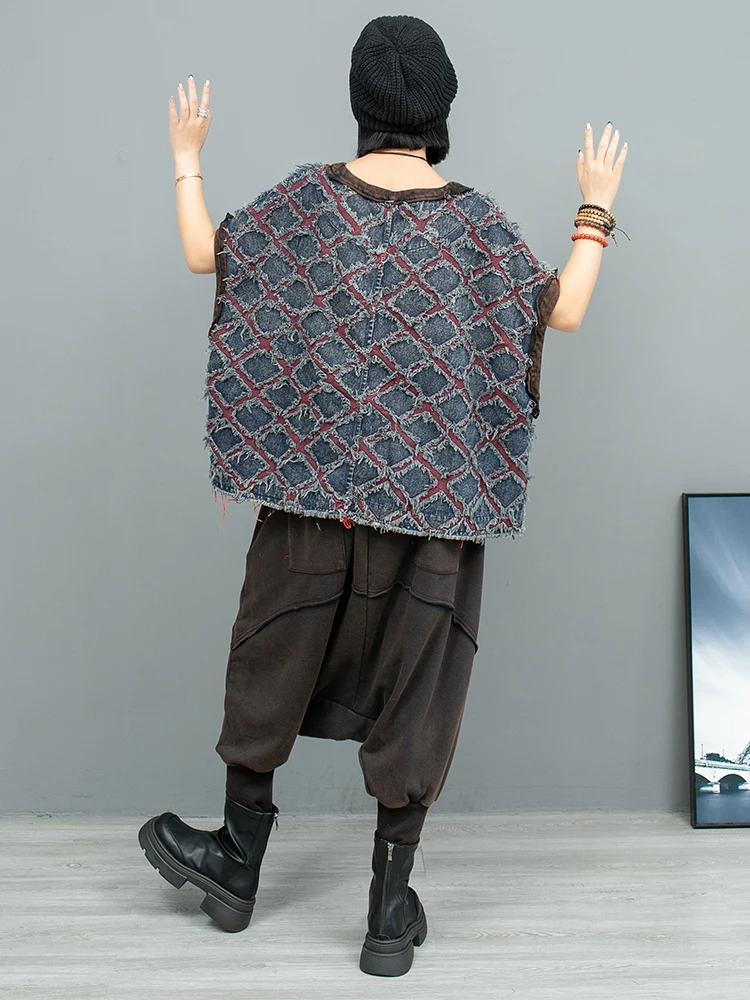 Женский Осенний модный костюм в стиле ретро с эффектом потертости жилет без