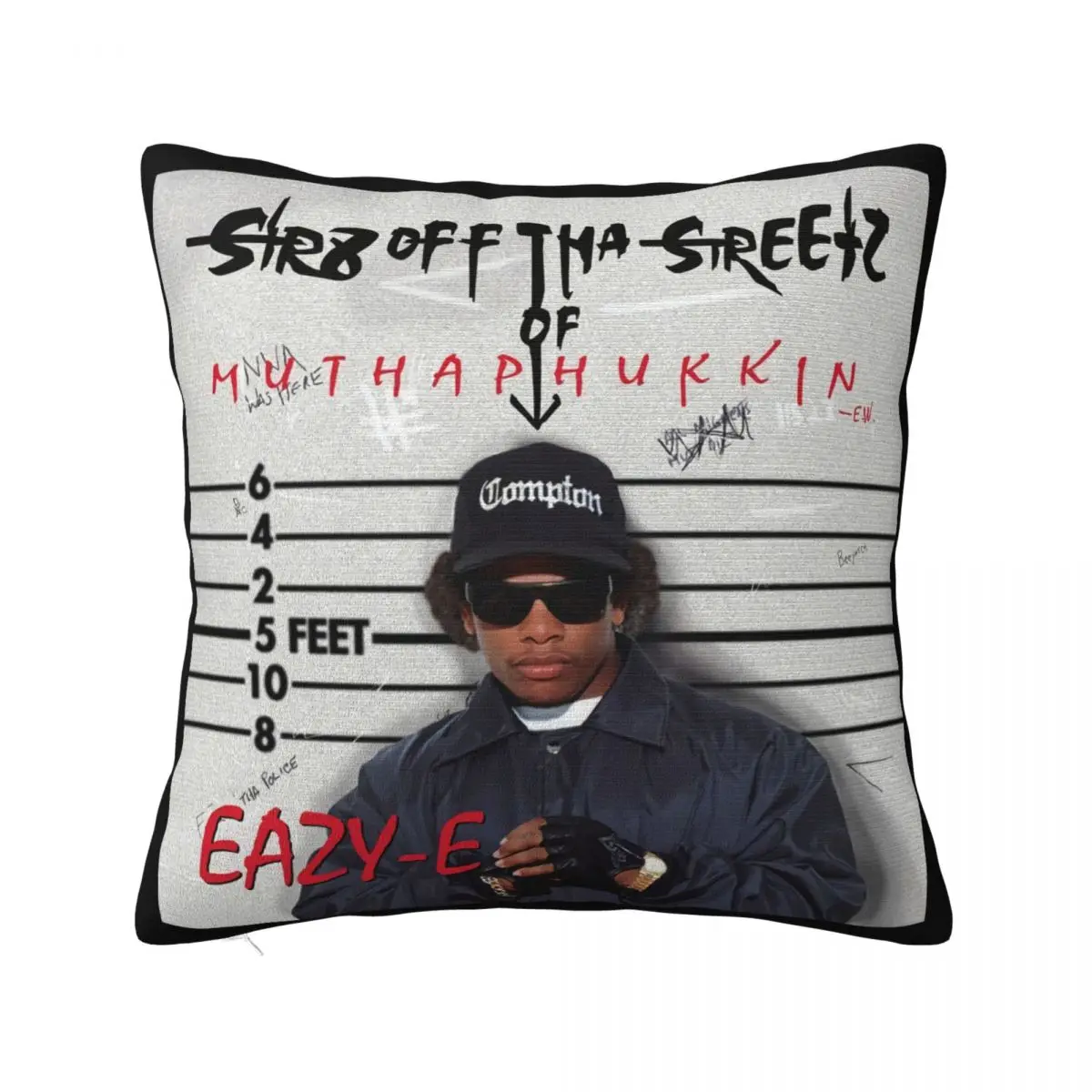 Фото Eazy E Str8 Off Tha Streetz Of Muthaphukkin Compton Swea Dtg White S 5Xl Women Men Pillow Case №1