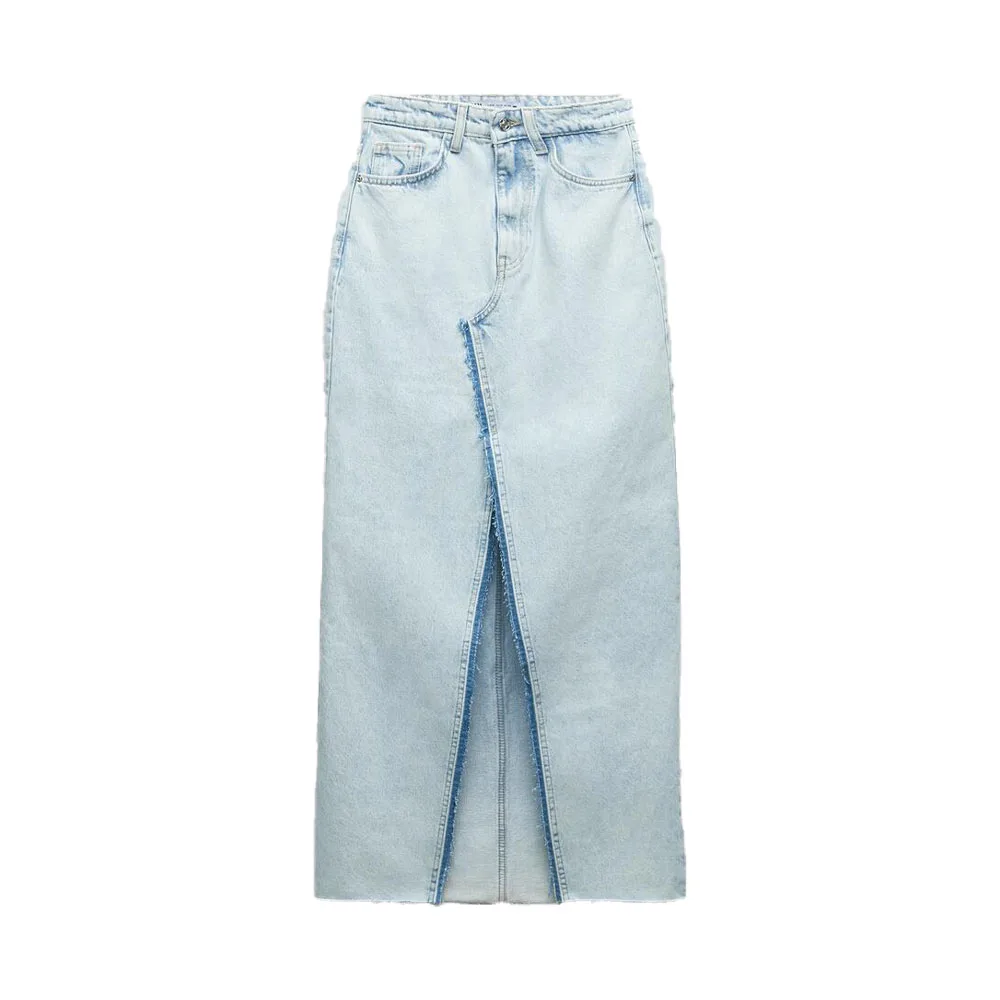 

Zach AiIsa high-quality summer new women's clothing all-match simple slit high waist slimming mid-length denim skirt
