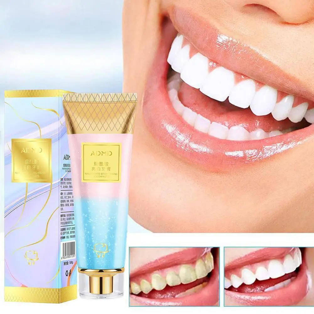 

100g Nicotinamide Bright White Anti-Sensitive Toothpaste Teeth Remove Toothpaste Care Fresh Stains Whitening Breath Plaque M4L8