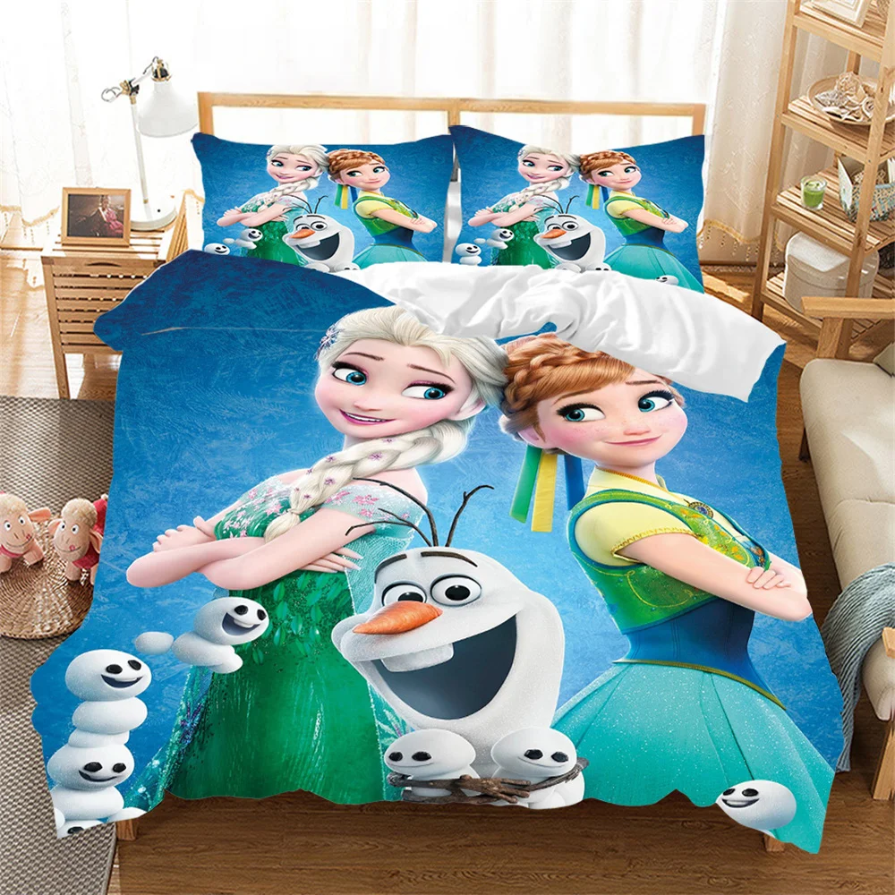 

Disney Girls Frozen Elsa Anna Bedding Set Double Queen King Size Duvet Cover Single Twin Full Children Bedding Sets Gift