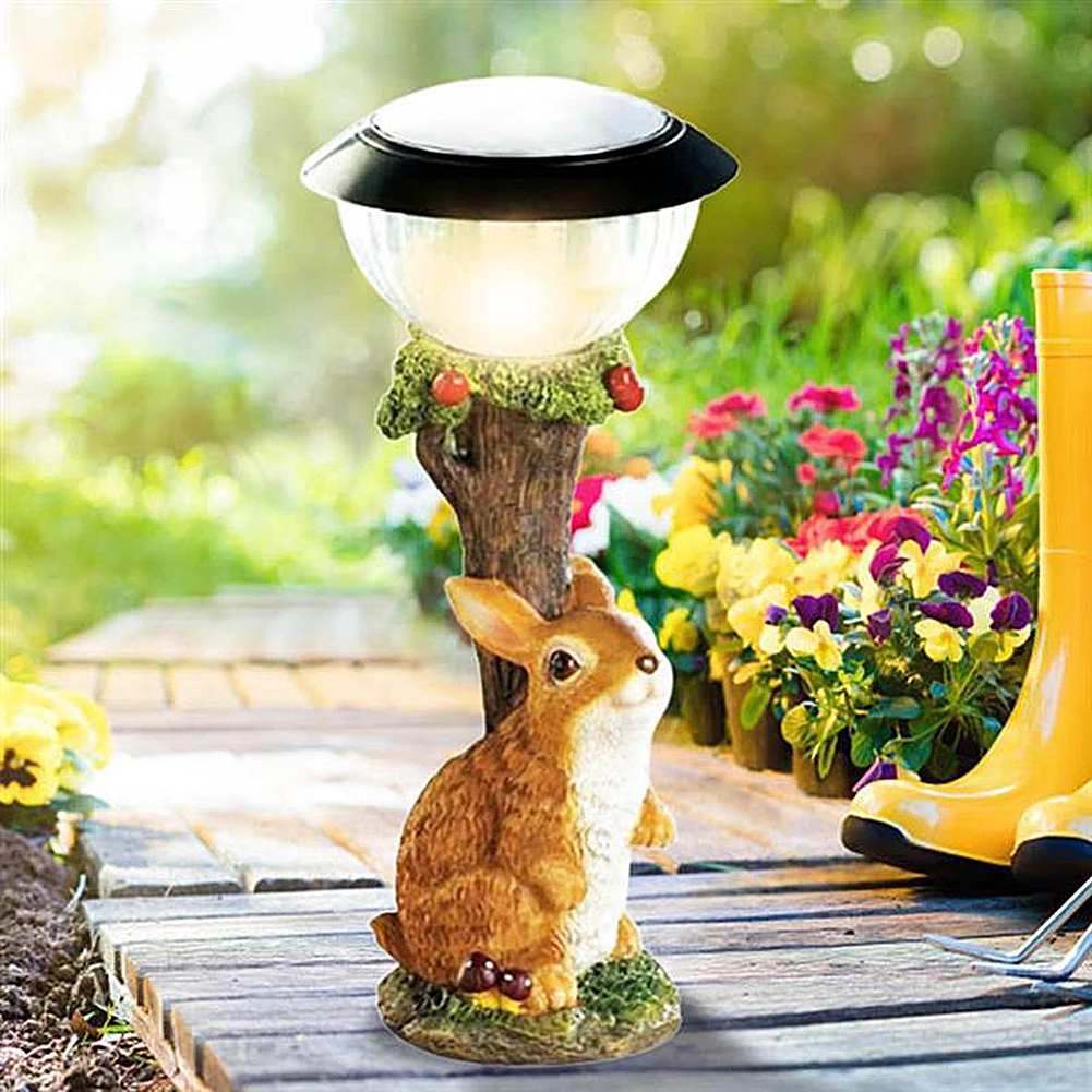 

LED Solar Light Little Animal Sculpture Resin Craft Statue Lamp Garden Ornament Solar Garden Light Home Outdoor Yard