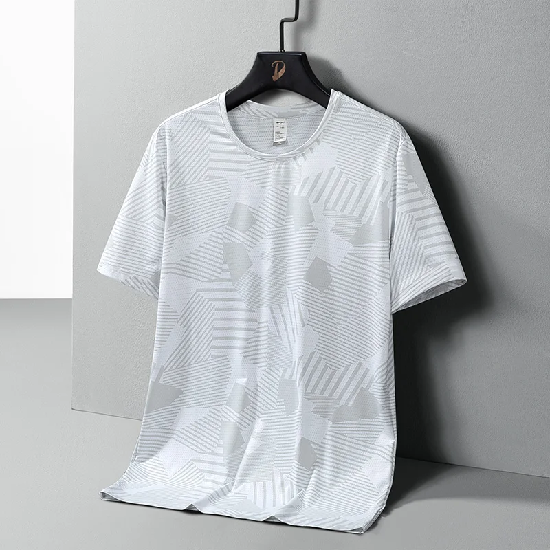 Спортивная мужская быстросохнущая Сетчатая футболка модная летняя с короткими