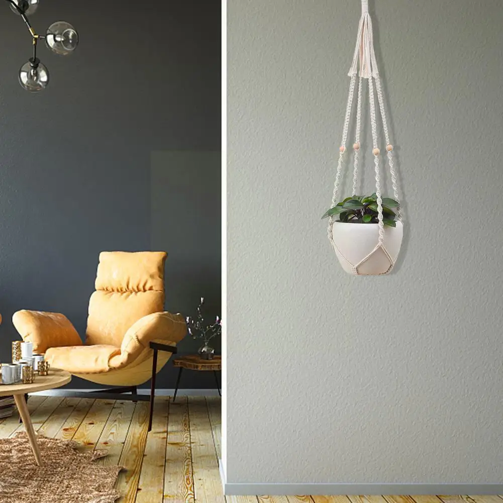 

Настенная корзина ручной работы, Плетеная садовая веревка для подъема, хлопковая веревка в стиле бохо для дома и помещений, держатель для го...