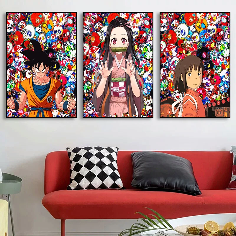 

Wall Art Canvas Painting Spirited Away Dragon Ball Demon Slayer Anime Posters Unique Comic Prints Pictures Kid Gifts Room Decor
