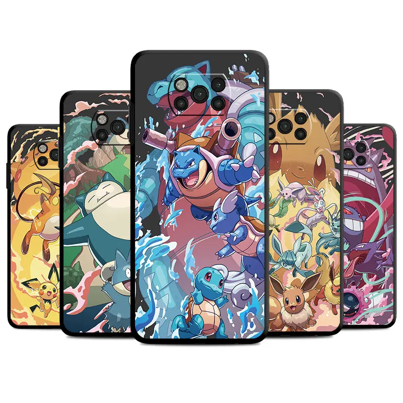 Силиконовый чехол Gengar Evoli P-okemon для Xiaomi Mi Poco F5 Pro C40 F4 GT C55 X3 NFC X5 X4Pro M5 M3pro F1 X3 GT