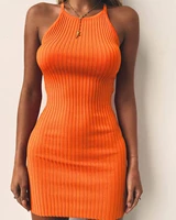 women 2021 cotton ladies elastic mini dresses vestido black orange sexy party club bodycon backless spaghetti strap summer dress