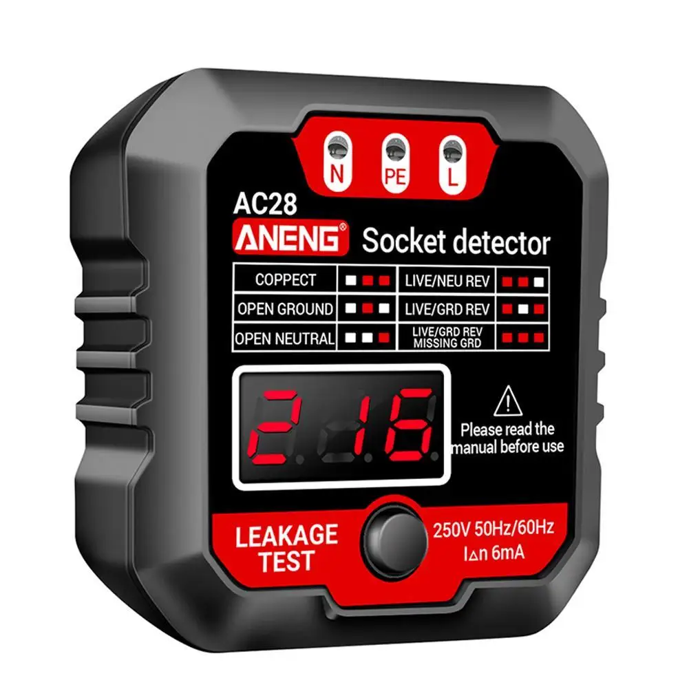 

AC28 Digital Display Socket Tester Polarity Phase Pheck Detector Voltage Test Multi-function Electroscope UK US EU Plug