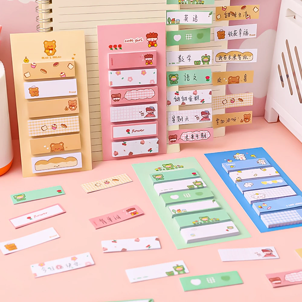 

2Pcs 120Sheets/Packs Kawaii Cartoon Animal Memo Pad Office Mark Sticky Notes Index Planner Stickers Paper Bookmarks Stationery