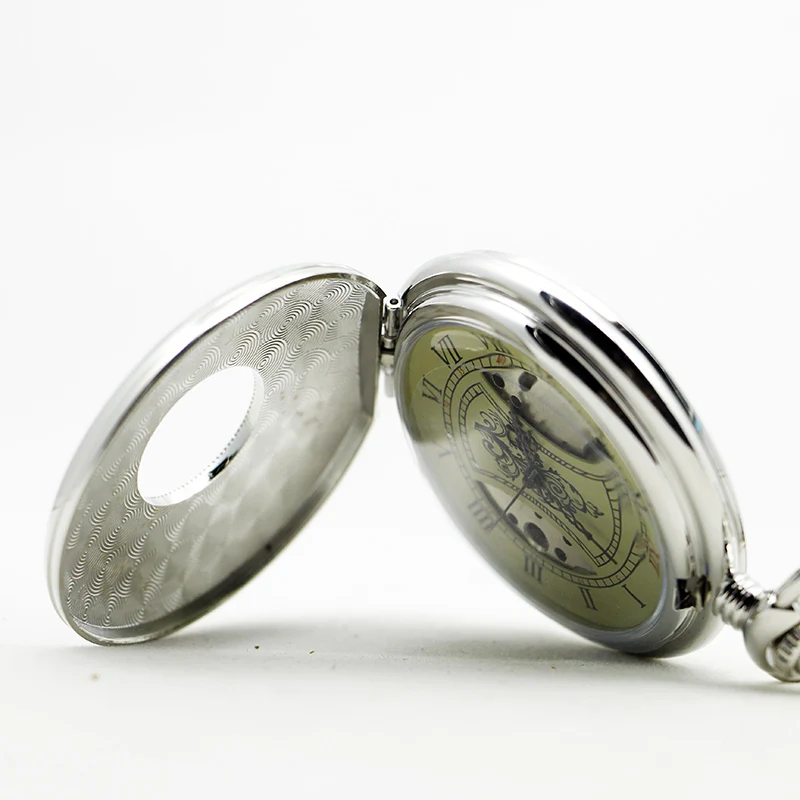 Engraved Mechanical Pocket Watch Roman Numeral Display Vintage Strap Chain Pendant Clock Mens Womens Fashion Gifts