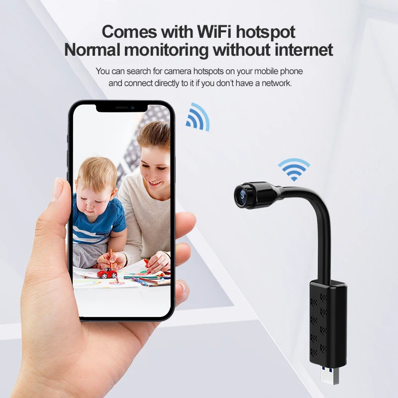 USB гибкая Регулируемая Беспроводная IP-камера видеонаблюдения HD Подключаемая Wi-Fi