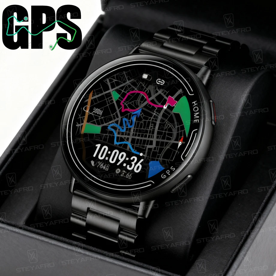 Фото Смарт-часы для мужчин и женщин, встроенные GPS-часы для фитнеса с BT-вызовом, 100 спортивных режимов, IP68, водонепроницаемые умные часы для Android iOS №1