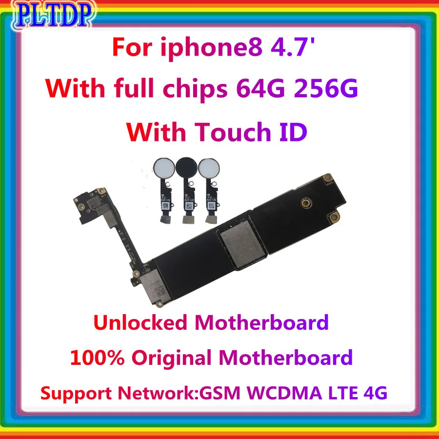 

64GB 256GB 100% Original Unlocked For iphone 8 4.7"Motherboard With/No Touch ID ,Full Tested Mainboard Free icloud Logic board