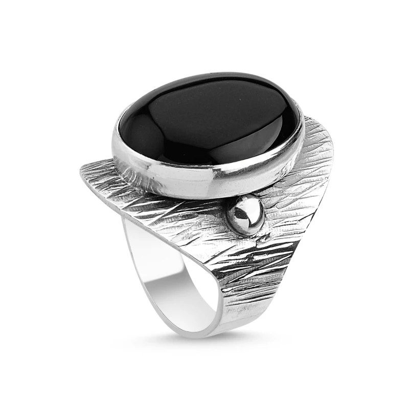 

Silver 925 Sterling Onyx Stone Handwork Ring