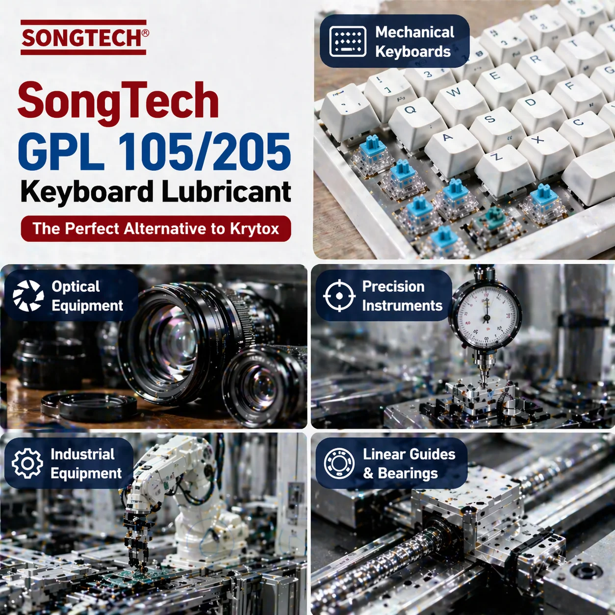 Фото Смазка Songtech Krytox GPL 105 и фторсодержащая смазка GPL 205: Премиальная смазка для клавиатур и прецизионных инструментов №3
