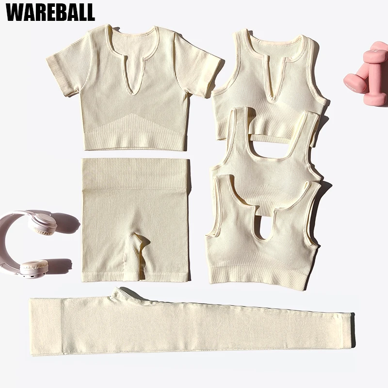 2/4/6PCS Seamless Women Yoga Set Workout Sportswear Fitness Bra Sport Pants Gym Clothing High Waist Leggings Shorts Sports Suits