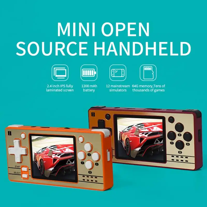 

16/64G Q20 MINI Open Source 2.4 Inch OCA Full Fit IPS Screen Handheld Game Console Retro PS1 New Game Players Children's gifts