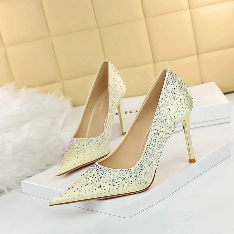 

Pumps for Women Shoes High Heels Diamonds Fashion Pointed Toe Stiletto Crystal Wedding Female Shoes 2023 New Zapatos De Mujer
