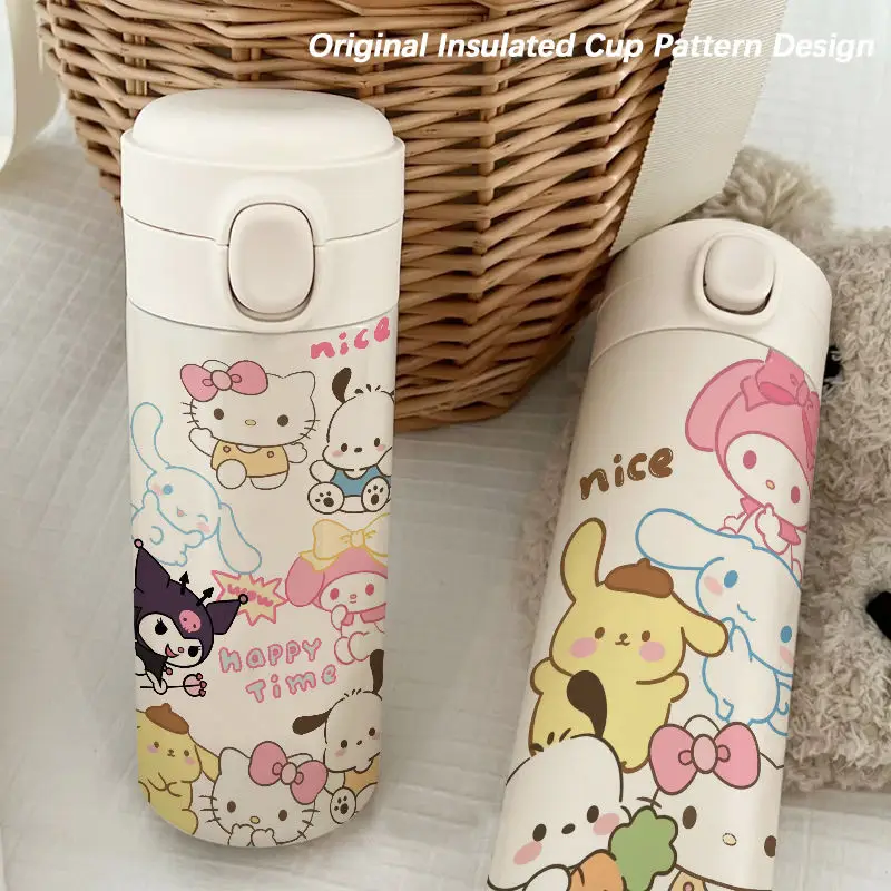 

Kawaii Sanrio аниме Hello Kitty Cinnamoroll Милая мультяшная большая емкость, компактная и легкая изоляционная чашка из нержавеющей стали