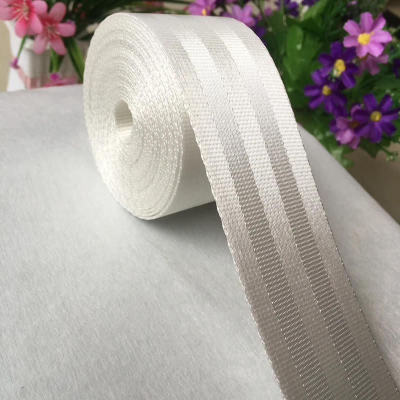 

White racing Belt car seat accessories Auto safety Polyester webbing racing seat belt 3.5 to 30 Meter/roll for front rear row