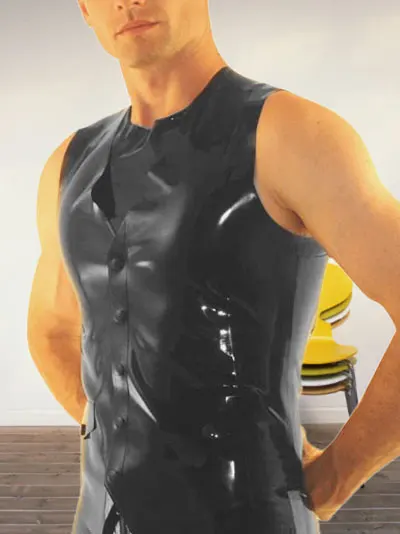 

Latex Top Rubber Men Handsome Cool Sleeveless Vest Size XXS-XXL