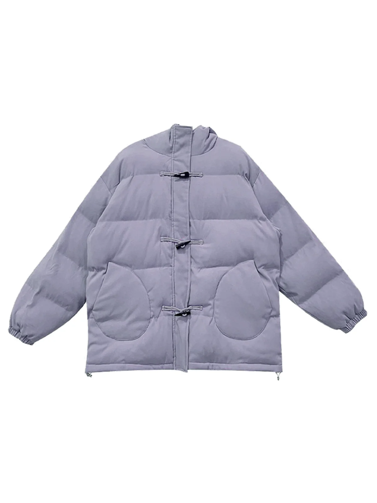 Korean 2022 New Autumn and Winter Girls' Horn Button Harajuku Style Hooded Peach Velvet Thick Coat Warm Cotton Jacket