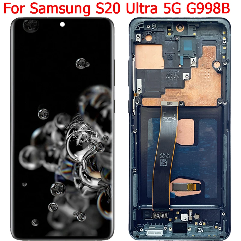 

Оригинальный ЖК-дисплей для Samsung Galaxy S20 Ultra, ЖК-экран с рамкой 6,9 дюйма, Samsung S20Ultra 5G G998B/DS G998U G998F, ЖК-дисплей