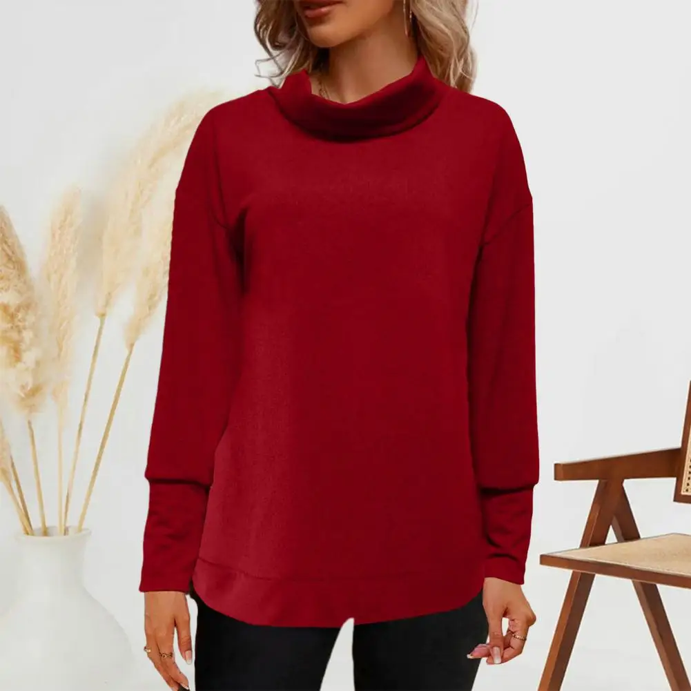 

Loose Women Top Cozy Winter Wardrobe Ladies' High Collar Knitwear with Soft Thick Fabric Long Sleeves for Casual Warm Bottoming