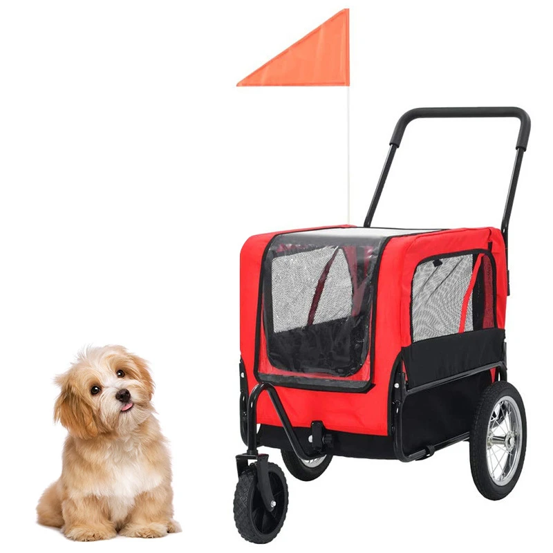 Pet Cart Bike Trailer Load Bearing 20kg for Small and Big Dogs Detachable Breathable Protective Net Baby Cart Luggage Trailer