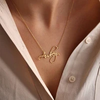 custom stainless steel jewelry women name necklace new personalised letter pendant gold choker gifts collar nombre personalizado