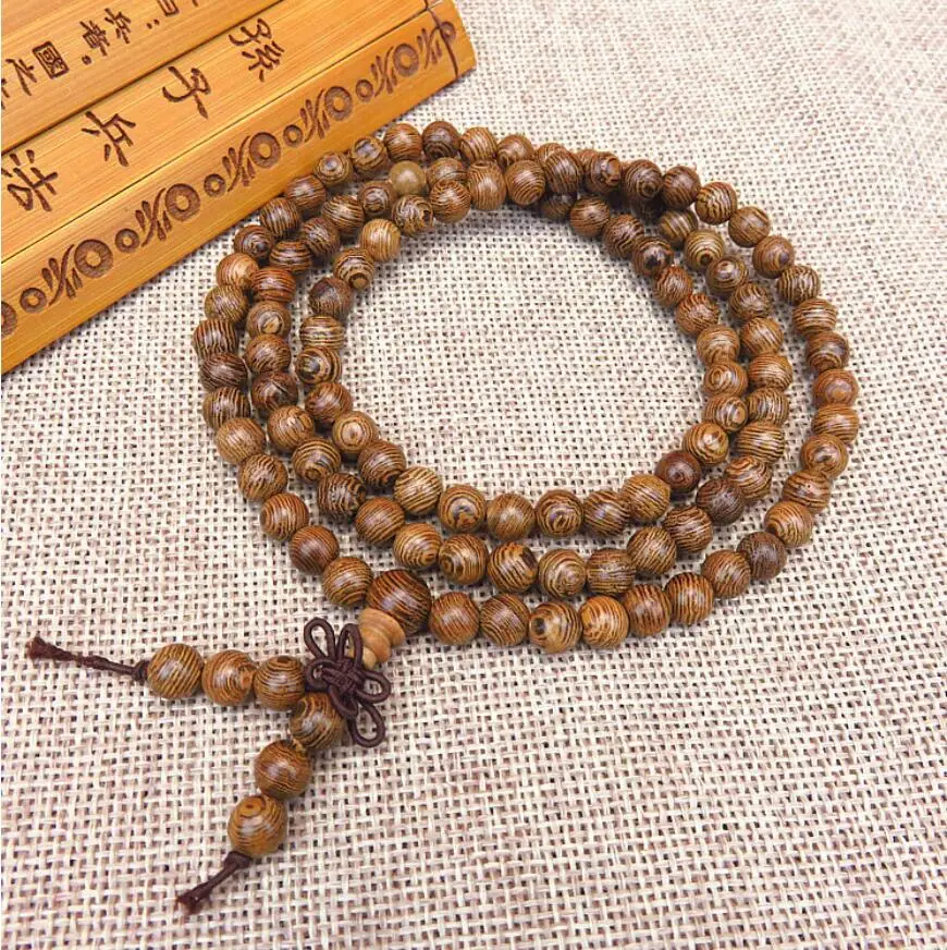 108 деревянных браслетов с круглыми бусинами и куриными крыльями диаметром 6 мм