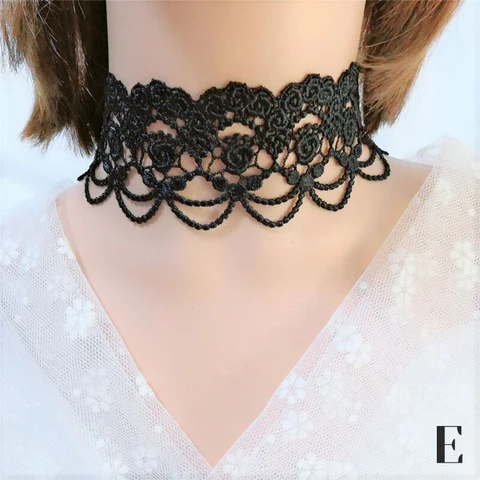 SAFENH Черное кружевное ожерелье