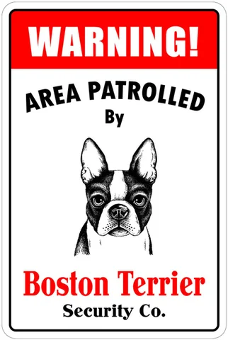 * Алюминий * Предупреждение ждающая площадь, патрулированная Бостон-терьером, металлическая новинка, металлический плакат, металлический декор 20x30 см