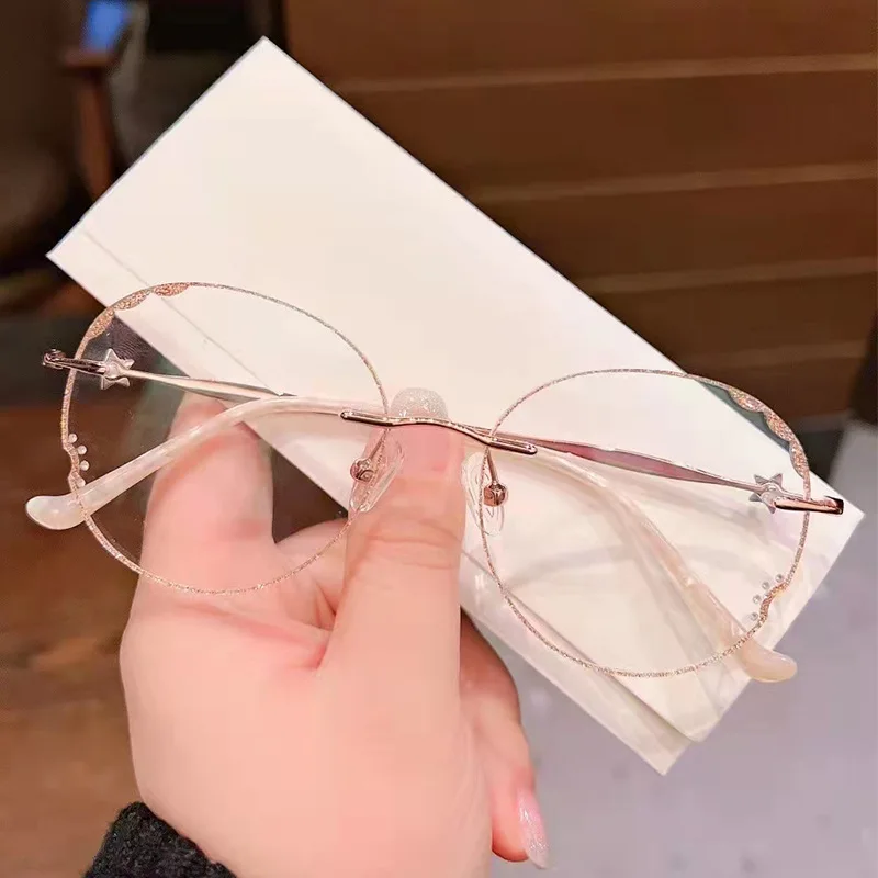 

Оправа без оправы с изменением цвета бриллиантами Модная ретро оправа для близорукости 2022 Модные женские очки по рецепту оправа для женщин ...