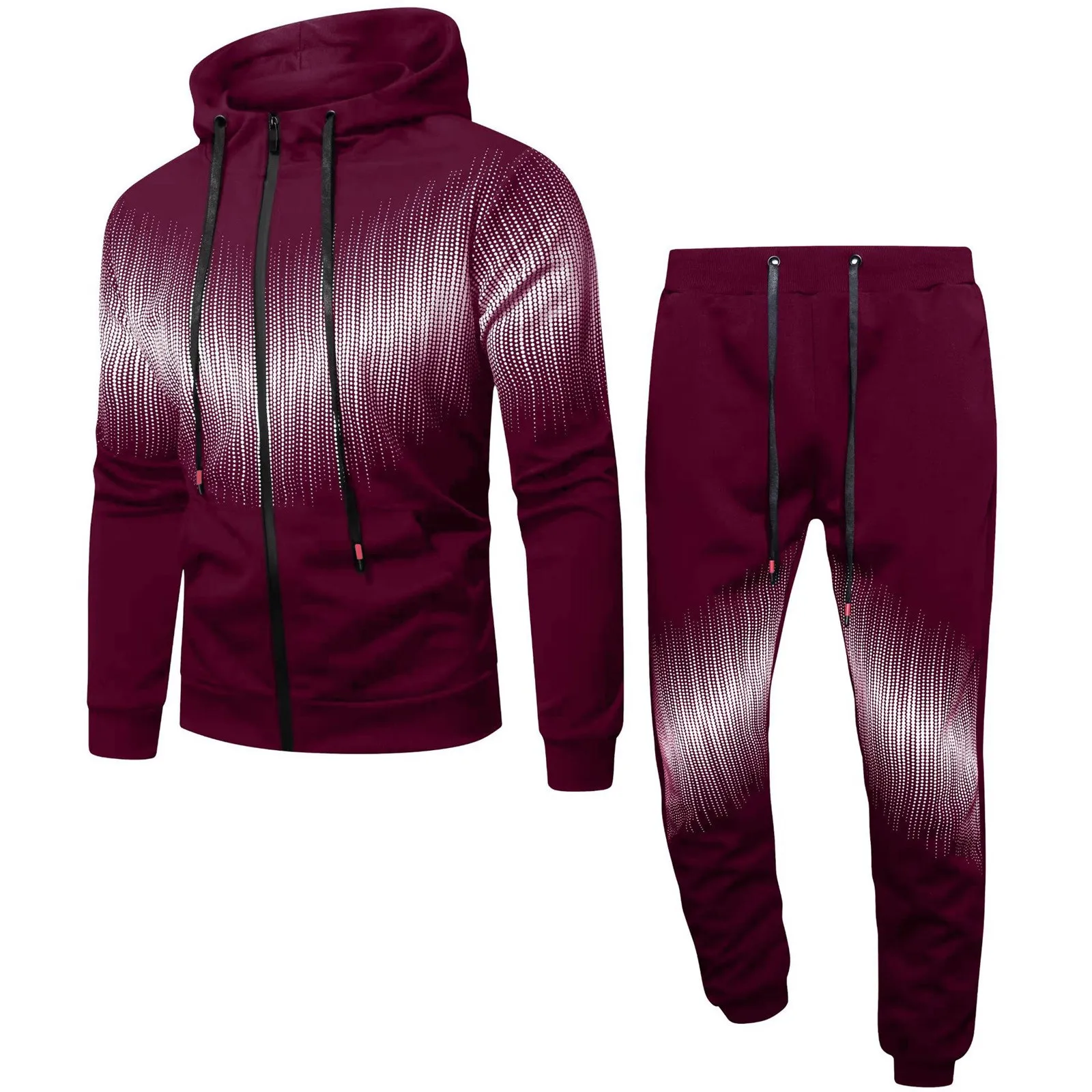 

Autumn Spring Matching Set Men'S Casual Tracksuit Full Zip Sweatshirt Coat Running Jogging Athletic Sports Hoodie And Pants Set