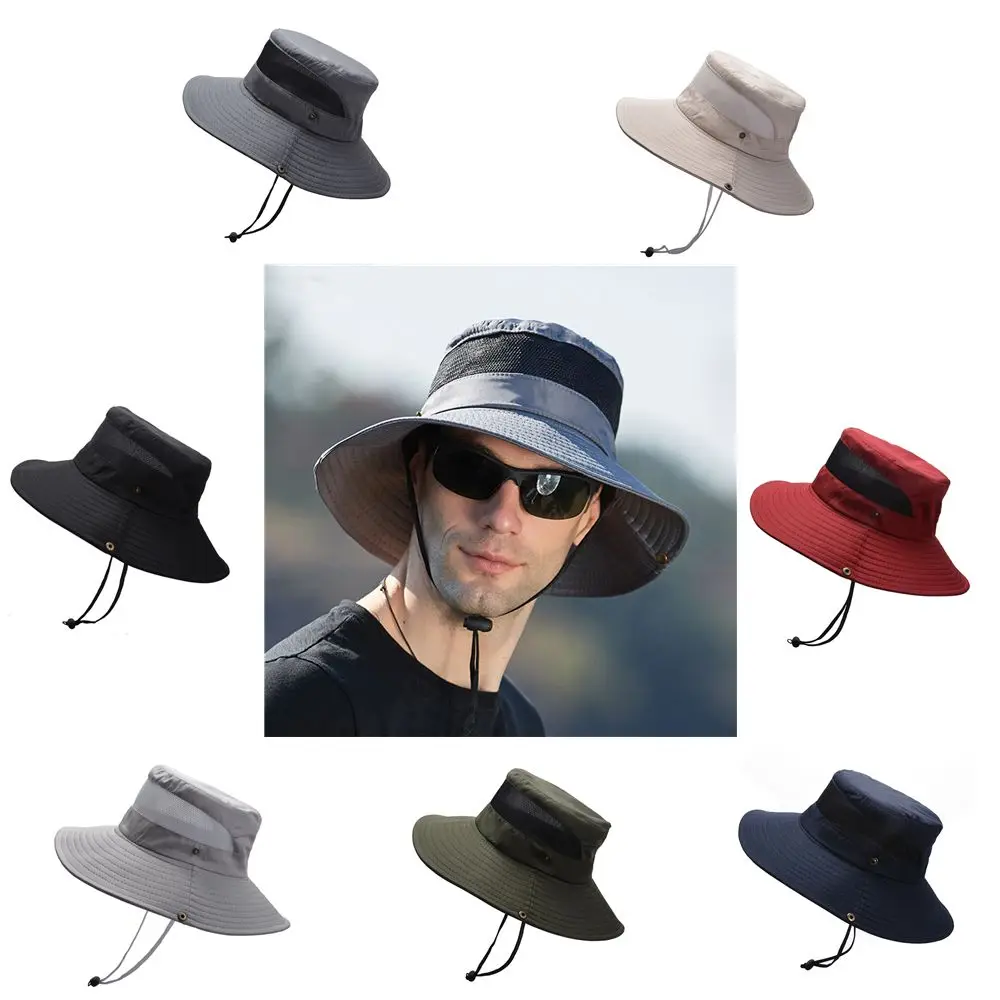 

Hiking UV Sun Protection Breathable Outdoor Sun Fisherman Hat Wide Visor Brim Hat Boonie Bucket Cap Summer Fishing