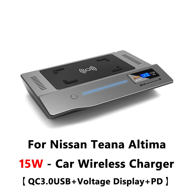 

For Nissan Teana Altima 15W Car Mobile Phone QI Wireless Charger Interior Cigarette Lighter Modified Charging Board Accessories