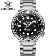 Steeldive SD1975 Black Dial Ceramic bezel 30ATM 300m Waterproof Stainless Steel NH35 Tuna Mens Dive Watch