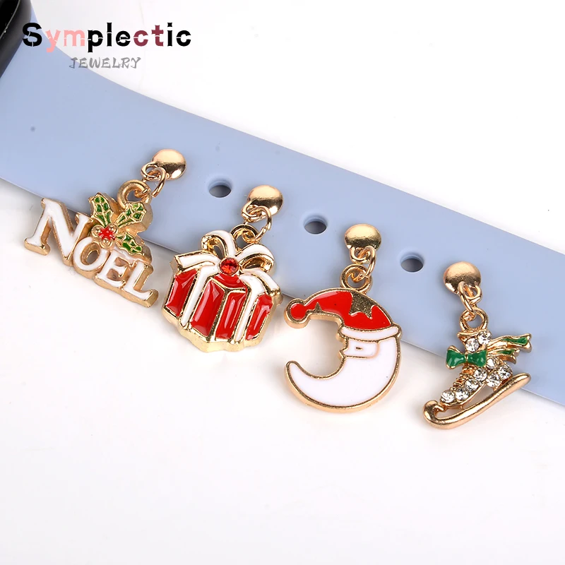 Christmas Decorative Charms For Apple Watch Band Silicone Bracelet Metal Paw Decorative Nails for iwatch Sport Strap Accessories