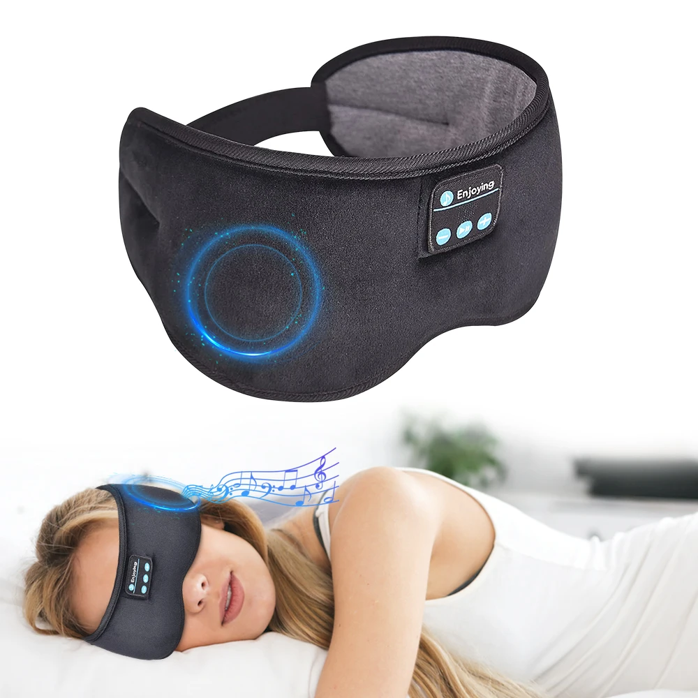 Headphones 5.3 Bluetooth Eye Mask, Wireless Sleeping EyeMask for Men Women, Travel Eye Cover Light Block with Music