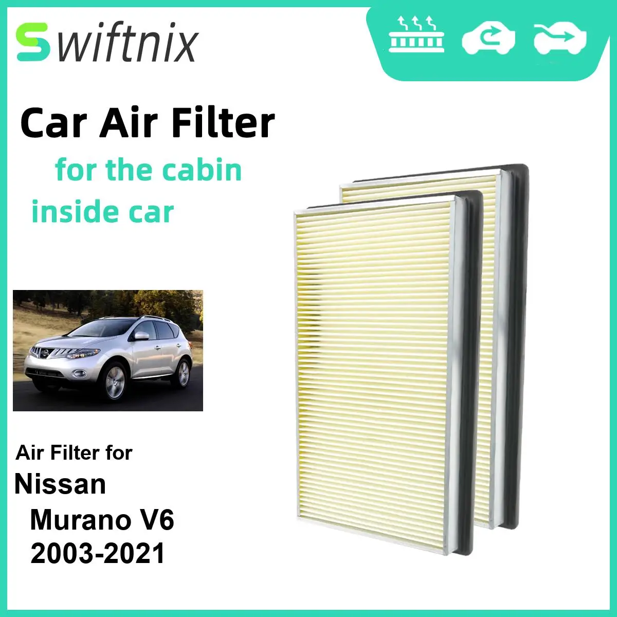 Воздушный фильтр двигателя Calm Carbon Fiilter для салона Nissan Murano V6 2003-2021 CA4309 25043775 16546-0Z000